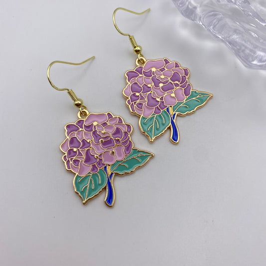 Bunch Of Violet Flowers Earrings