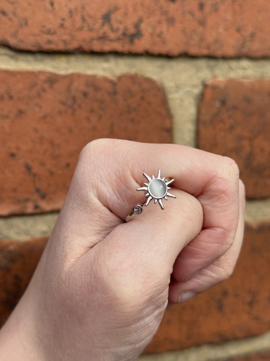 COPPER Anxiety Fidget Ring Silver Sun