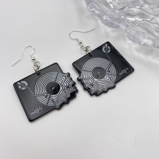 Vinyl Record Player Earrings