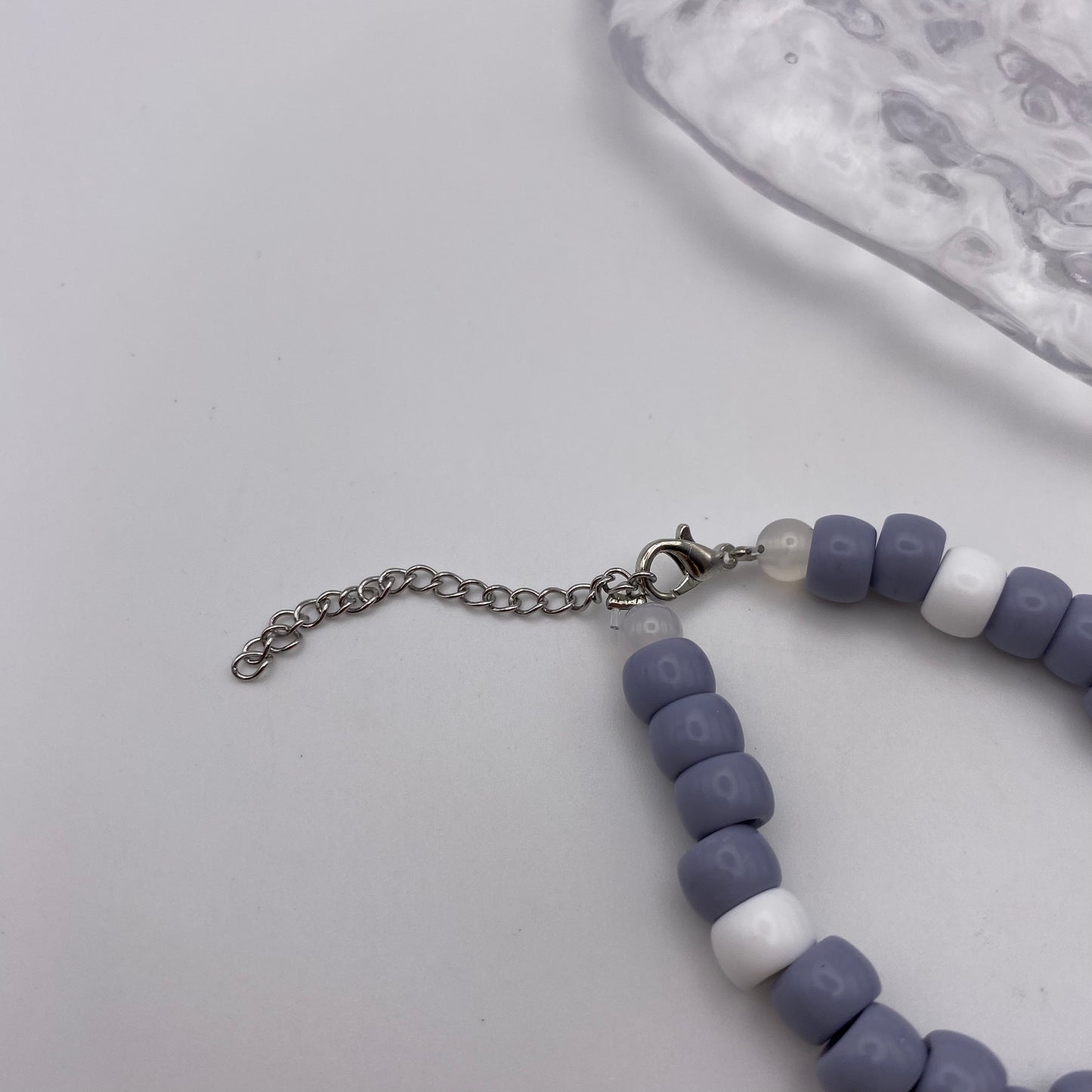 Grey and White Beaded Bracelet