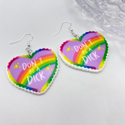 ‘Don’t Be A Dick’ Heart Earrings