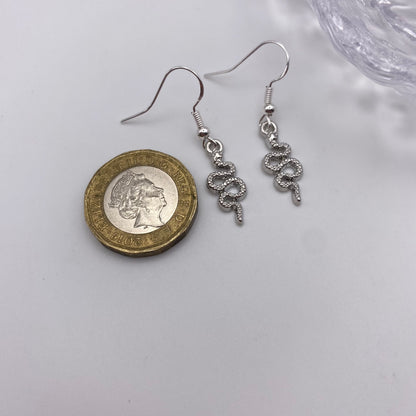 Small Silver Snake Earrings