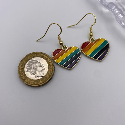 Gold Rainbow Heart Earrings