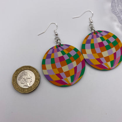 Colourful Mirror Disco Ball Earrings