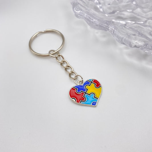 Jigsaw Puzzle Heart Keyring