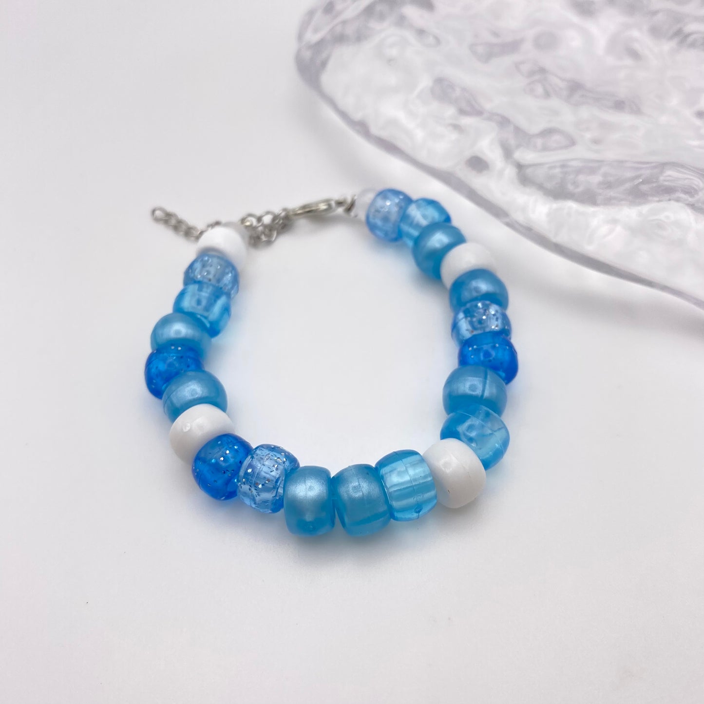 Light Blue and White Beaded Bracelet