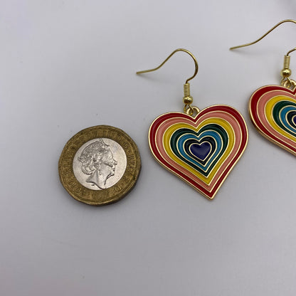 Gold Rainbow Heart Earrings