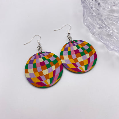 Colourful Mirror Disco Ball Earrings