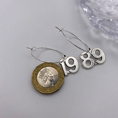 1989 Number Hoop Earrings