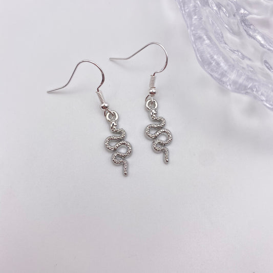 Small Silver Snake Earrings