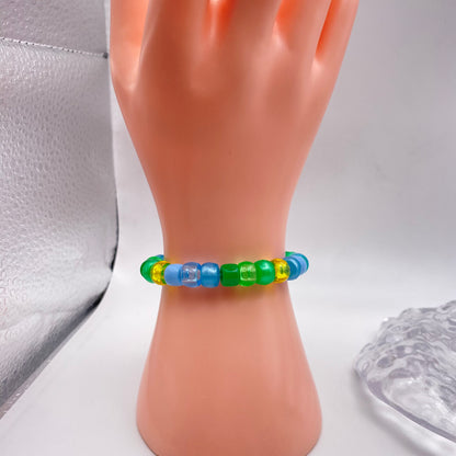 Green Blue and Yellow Beaded Bracelet