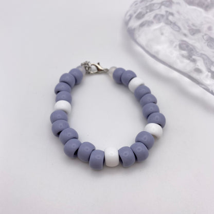 Grey and White Beaded Bracelet