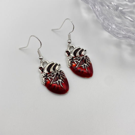 Gory Red Heart Earrings