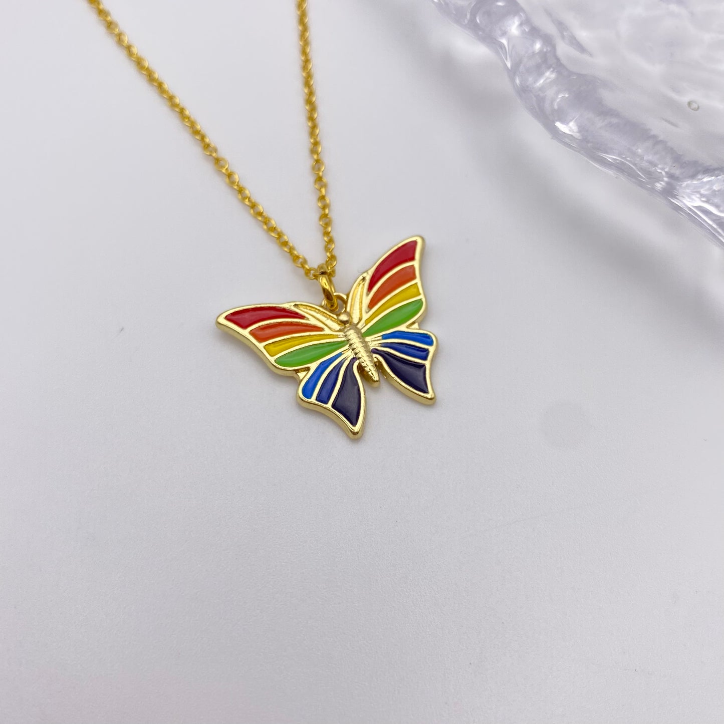 Rainbow Butterfly Necklace