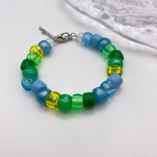 Green Blue and Yellow Beaded Bracelet