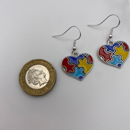 Jigsaw Puzzle Heart Earrings