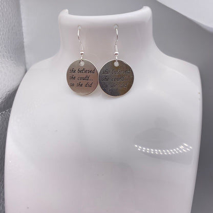 ‘She Believed She Could So She Did’ Earrings