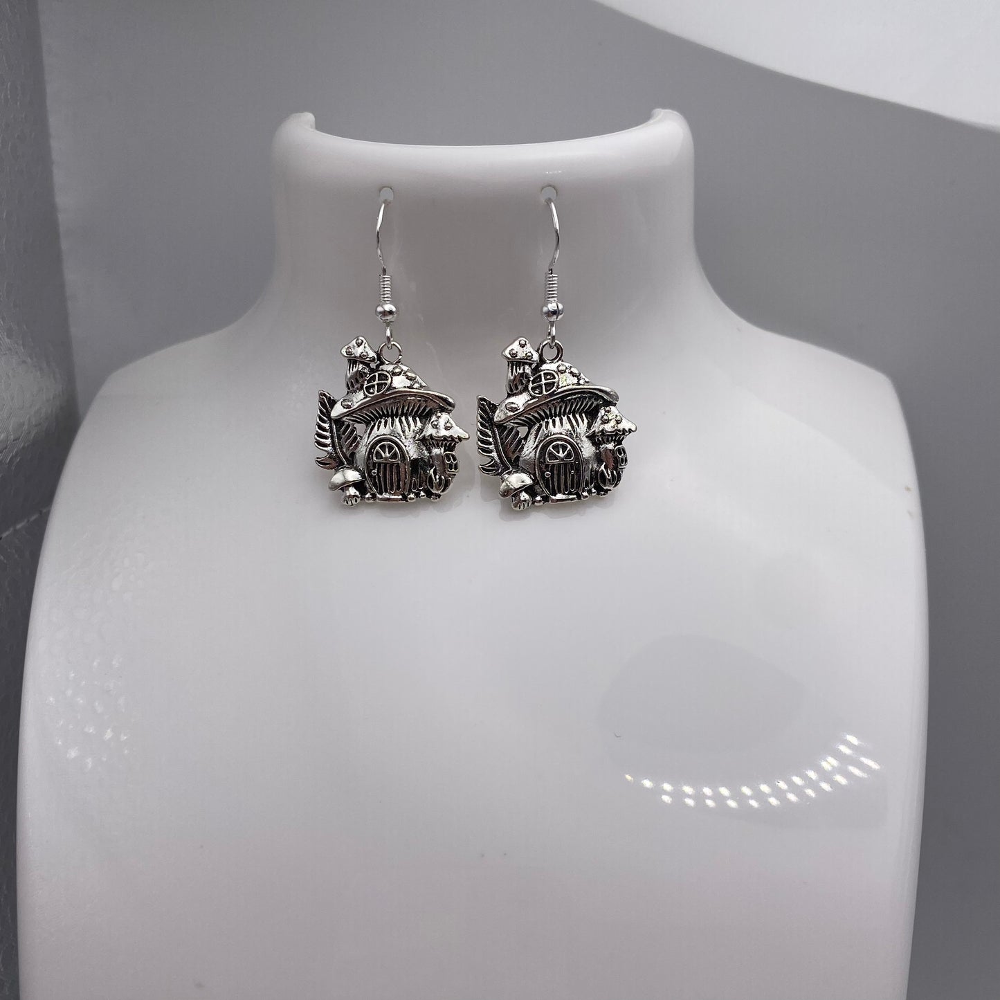 Mushroom Toadstool House Earrings