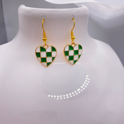 Checkered Heart Earrings