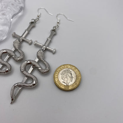 Snake on a Sword Earrings