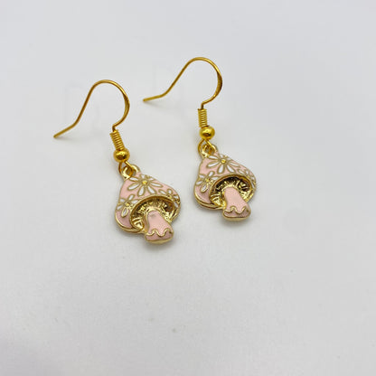 Colourful Gold Mushroom Earrings