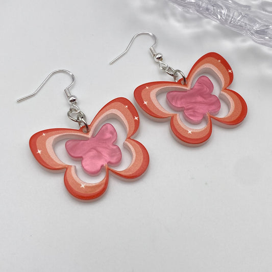 Groovy Pink Butterfly Earrings