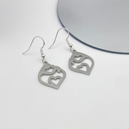 Silver Mother and Child Earrings