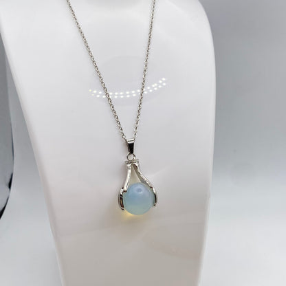 Holding Opal Crystal Pendant Necklace