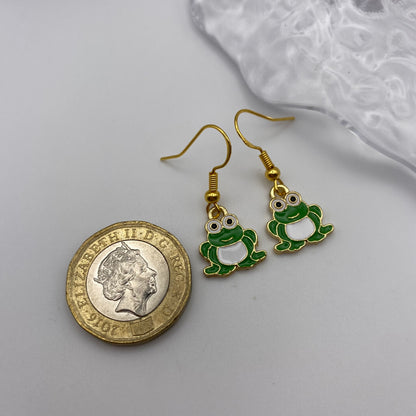 Green Frog Earrings