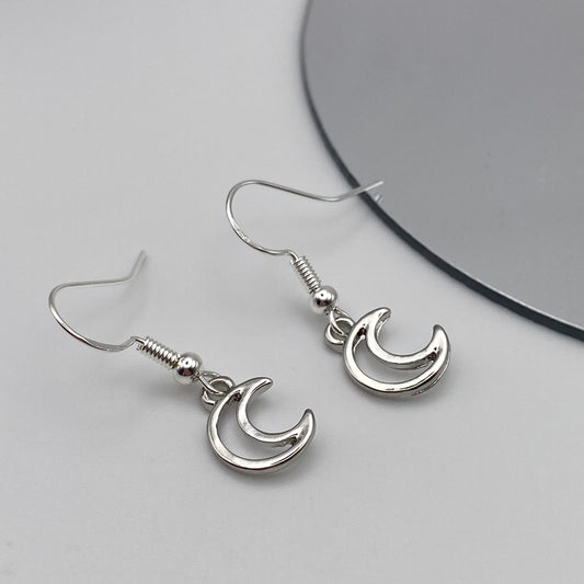 Small Silver Moon Earrings