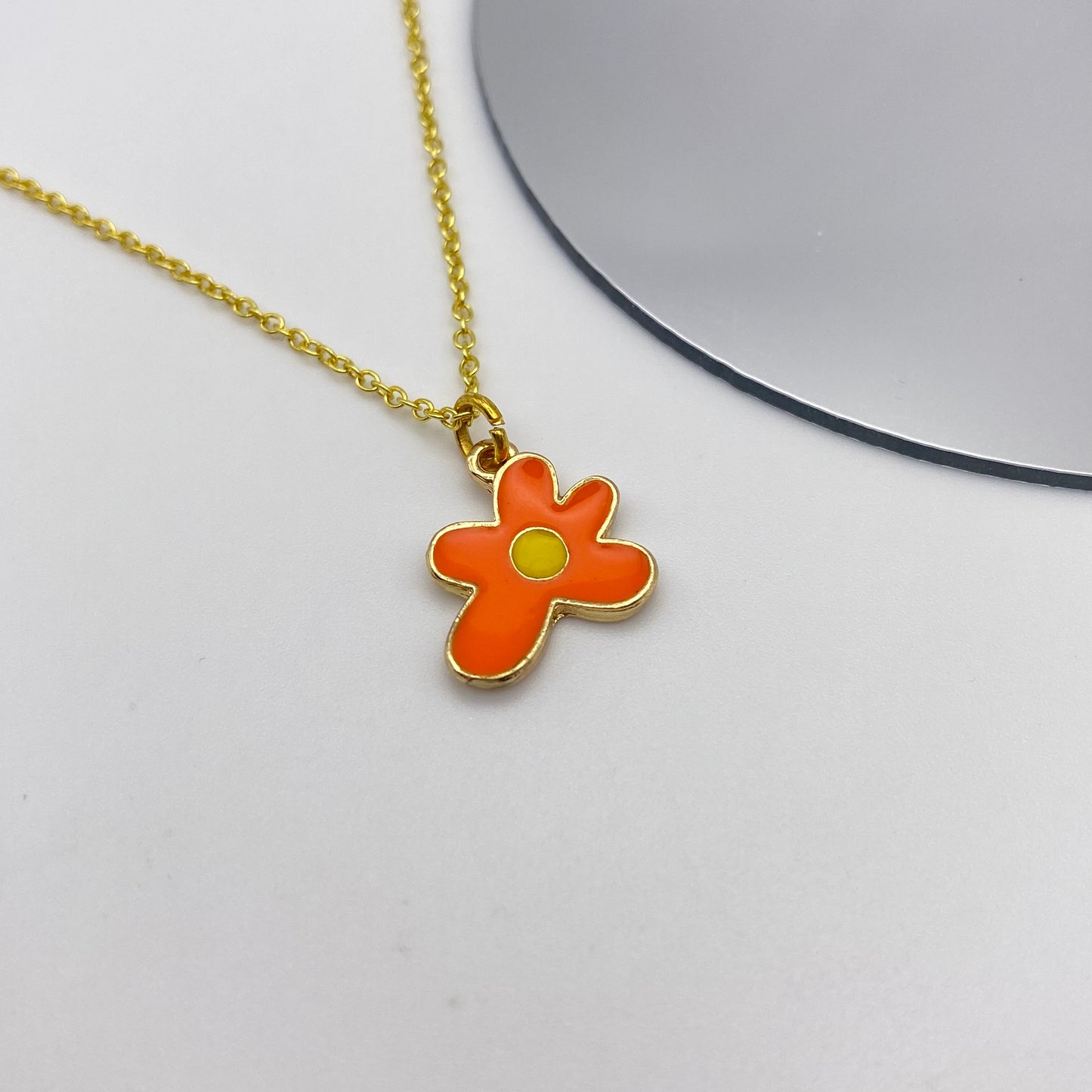 Groovy Orange Flower Necklace