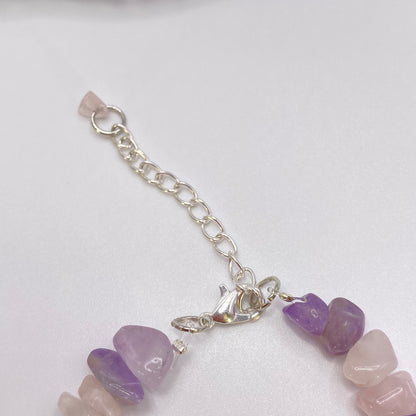 Rose Quartz and Amethyst Crystal Bracelet