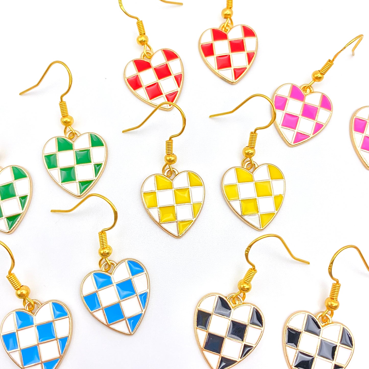 Checkered Heart Earrings