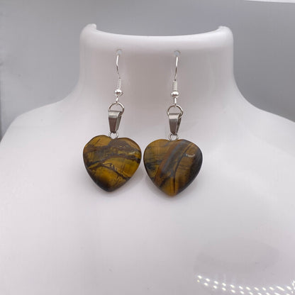 Tigers Eye Pendant Heart Earrings