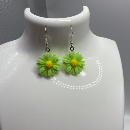 Green Flower Earrings