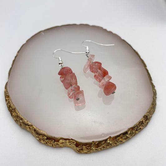 Cherry Quartz Crystal Earrings