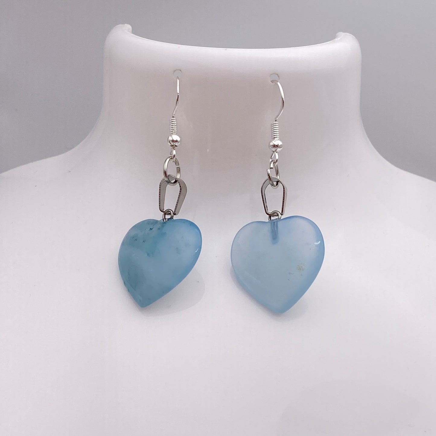 Blue Agate Pendant Heart Earrings