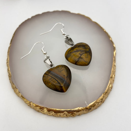 Tigers Eye Pendant Heart Earrings