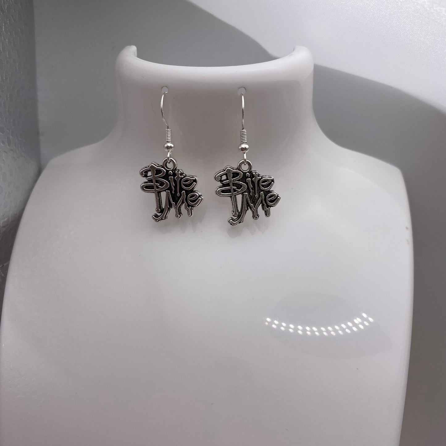 Bite Me Slogan Earrings