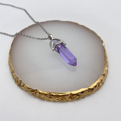 Purple Glass Crystal Pendant Necklace