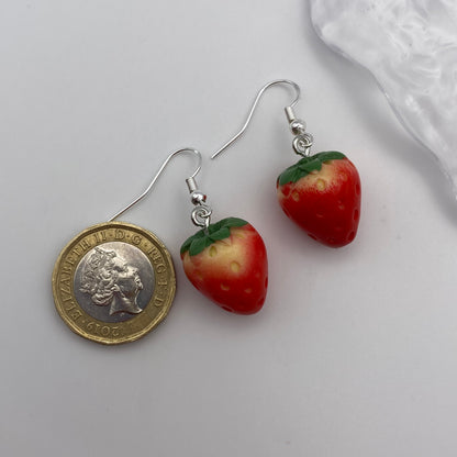 Red Strawberry Earrings (smaller size)