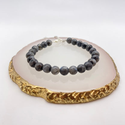 Round Larvakite Crystal Bracelet