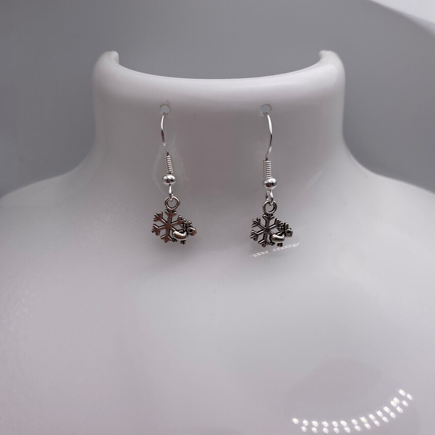 Small Snowflake Reindeer Earrings
