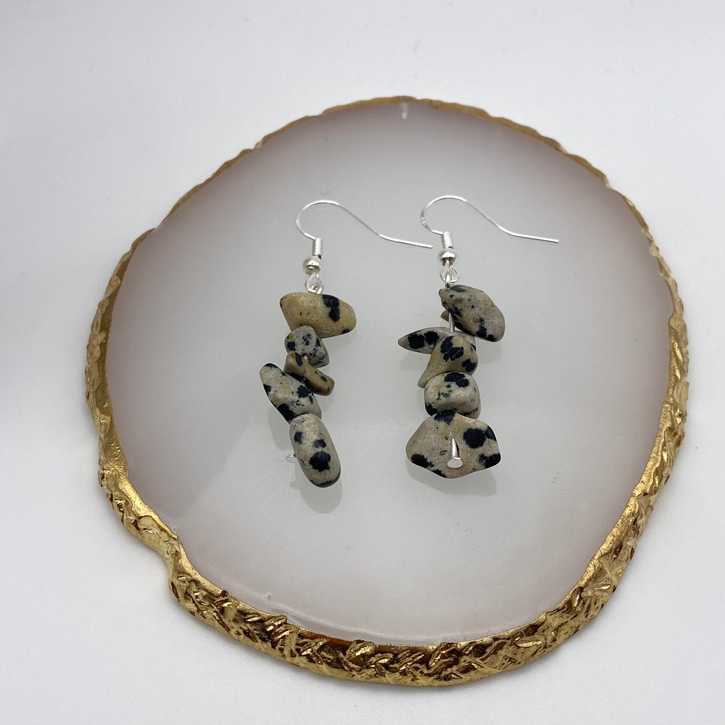 Dalmatian Jasper Crystal Earrings