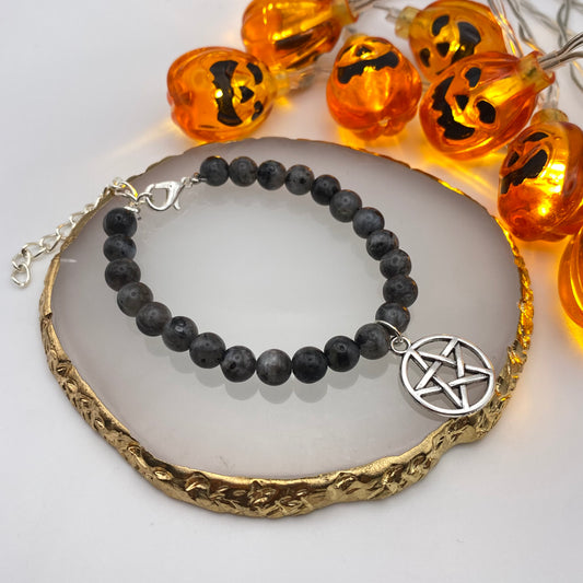 Round Grey Pentagram Crystal Bracelet