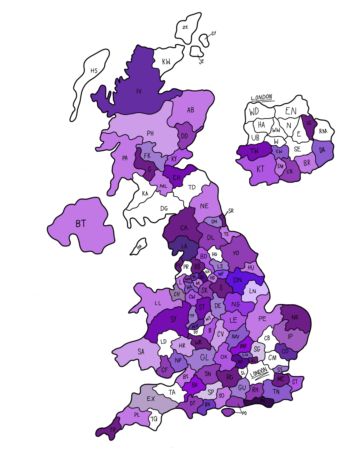 Postcode Order Map (Blank) – Molls