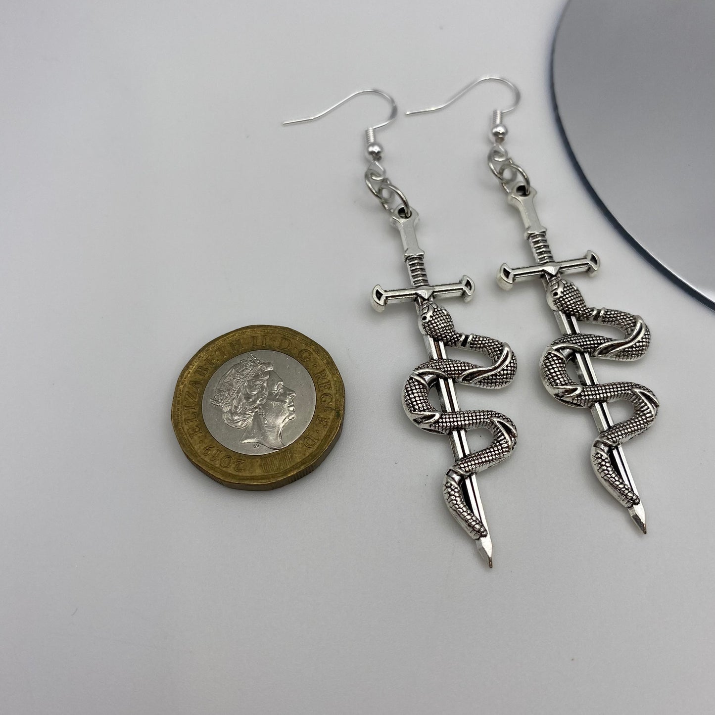 Small Snake on a Sword Earrings