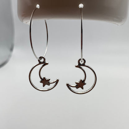 Starry Moon Hoop Earrings