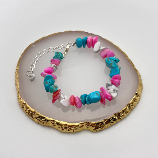 Blue, White and Pink Crystal Bracelet