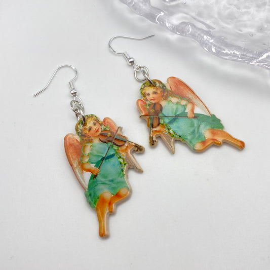 Flying Angel Cherub Earrings